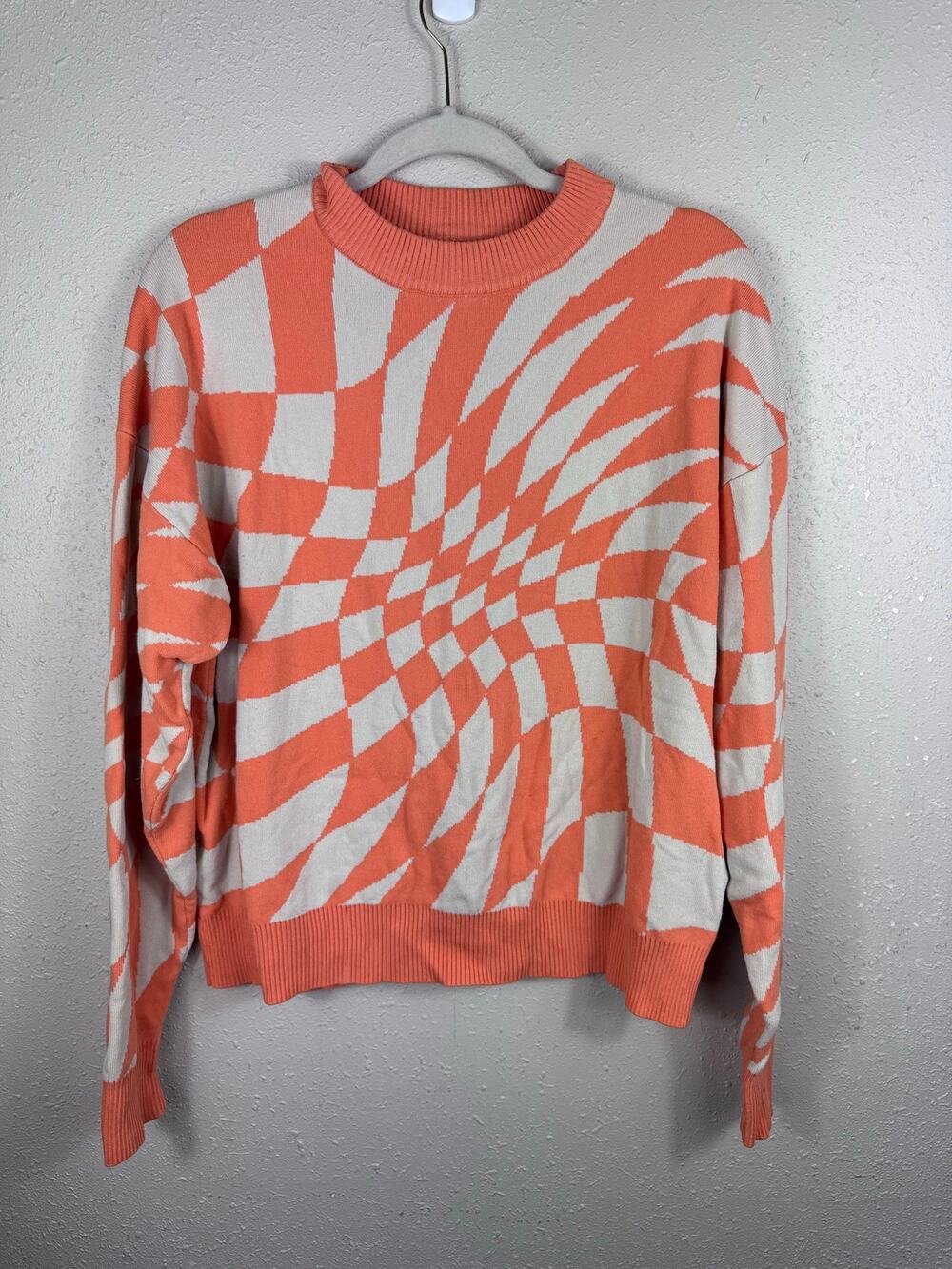 Edikted Morphy Orange and Cream Sweater Womens Size M/L